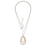 Wholesale long Chain Link Necklace Nesting Textured Metal Teardrops Pendant L Ex