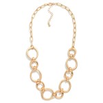 Wholesale hammered Metal Hoops Chain Link Necklace L Extender L