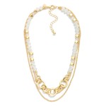 Wholesale layered Chain Link Faceted Bead Necklace Linked Metal Hexagons L Exten