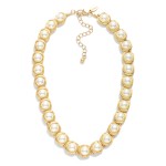 Wholesale gold Bordered Pearl Beaded Necklace L Extender L