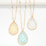 Wholesale metal Paper Clip Chain Link Necklace Marble Acetate Filigree L Extende