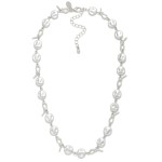 Wholesale flat Pearl Knotted Metal Chain Link Necklace L Extender L