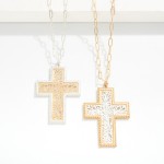 Wholesale long Paperclip Chain Necklace Metal Filigree Cross Pendant L Extender