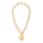 Wholesale hammered Metal Chain Link Bracelet Heart Pendant Toggle Clasp L