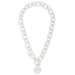 Wholesale hammered Metal Chain Link Necklace Metal Coin Toggle Clasp L