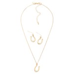 Wholesale chain Link Necklace Metal Horseshoe Pendant Horseshoe Drop Earrings In