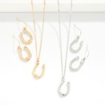 Wholesale chain Link Necklace Metal Horseshoe Pendant Horseshoe Drop Earrings In