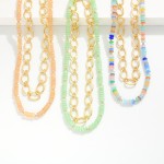 Wholesale set Two Chain Link Acetate Bead Beaded Necklaces L