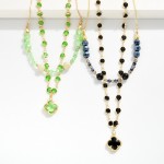 Wholesale layered Chain Link Necklace Faceted Beads Stone Glass Crystal Clover P