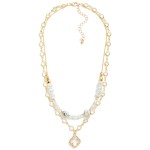 Wholesale layered Chain Link Necklace Faceted Beads Stone Glass Crystal Clover P