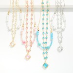 Wholesale layered Chain Link Necklace Faceted Beads Stone Glass Crystal Clover P
