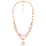 Wholesale layered Chain Link Necklace Faceted Beads Stone Glass Crystal Clover P