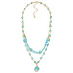 Wholesale layered Chain Link Necklace Faceted Beads Stone Glass Crystal Clover P