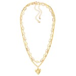 Wholesale layered Chain Link Necklace Glass Crystals Hearts Pendant L Extender L