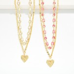 Wholesale layered Chain Link Necklace Glass Crystals Hearts Pendant L Extender L