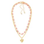 Wholesale layered Chain Link Necklace Glass Crystals Hearts Pendant L Extender L