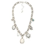 Wholesale layered Chain Link Necklace Twisted Links Metal Pearl Charms L Extende