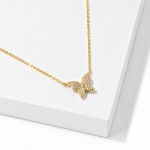 Wholesale dainty Chain Link Necklace Pave Cubic Zirconia Butterfly Pendant L Ext