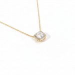 Wholesale dainty Chain Link Necklace Cubic Zirconia Square Pendant L Extender L