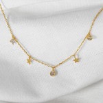 Wholesale dainty Chain Link Necklace Metal Star Cubic Zirconia Charms L Extender