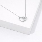 Wholesale dainty Chain Link Necklace Linked Metal Cubic Zirconia Hearts Pendant