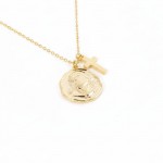 Wholesale dainty Chain Link Necklace Metal Jesus Medallion Cross Pendants L Exte