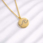 Wholesale dainty Chain Link Necklace Metal Circle Wave Pendant L Extender L Hypo