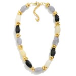 Wholesale chunky Acetate Stone Beaded Necklace Gold Details L Extender L