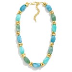Wholesale chunky Acetate Stone Beaded Necklace Gold Details L Extender L