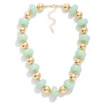 Wholesale chunky Marbled Acetate Disk Metal Ball Beaded Necklace L Extender L