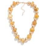 Wholesale chunky Marbled Acetate Disk Metal Ball Beaded Necklace L Extender L