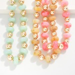 Wholesale chunky Marbled Acetate Disk Metal Ball Beaded Necklace L Extender L