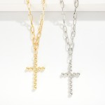 Wholesale paperclip Chain Necklace Metal Bubble Cross Pendant Gold Dipped L Exte