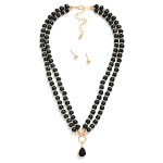 Wholesale layered Wood Bead Rhinestone Disk Beaded Necklace Glass Crystal Teardr