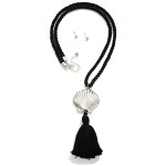 Wholesale twisted Rope Necklace Metal Shell Tassel Pendant Gold Ball Studs Inclu