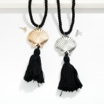 Wholesale twisted Rope Necklace Metal Shell Tassel Pendant Gold Ball Studs Inclu