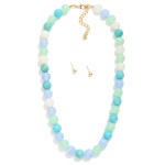 Wholesale marbled Acetate Beaded Necklace Gold Stud Earrings Included L Extender