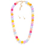 Wholesale marbled Acetate Beaded Necklace Gold Stud Earrings Included L Extender