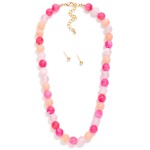 Wholesale marbled Acetate Beaded Necklace Gold Stud Earrings Included L Extender