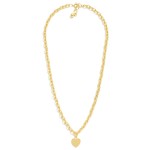 Wholesale chain Link Necklace Flat Metal Heart Pendant Gold Dipped L Extender L