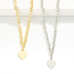 Wholesale chain Link Necklace Flat Metal Heart Pendant Gold Dipped L Extender L