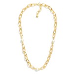 Wholesale chain Link Necklace Twisted Links Pearl Stations Gold Dipped L Extende