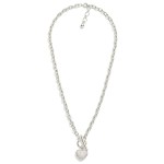 Wholesale chain Link Necklace Cubic Zirconia Pave Heart Pendant Toggle Clasp Gol