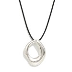 Wholesale wax Cord Necklace Hollow Metal Geometric Pendant L Extender L