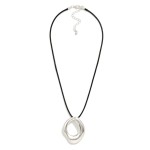 Wholesale wax Cord Necklace Hollow Metal Geometric Pendant L Extender L