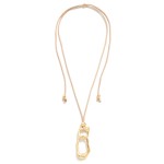 Wholesale long Adjustable Wax Cord Necklace Linked Metal Geometric Pendant L