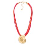 Wholesale layered Wax Cord Necklace Metal Fossil Pendant L Extender L