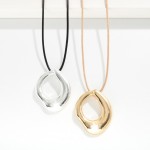 Wholesale wax Cord Necklace Hollow Metal Geometric Pendant L Extender L