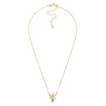 Wholesale dainty Chain Link Necklace Cubic Zirconia Metal Bow Pendant L Extender