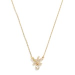 Wholesale dainty Chain Link Necklace Cubic Zirconia Metal Bow Pendant L Extender